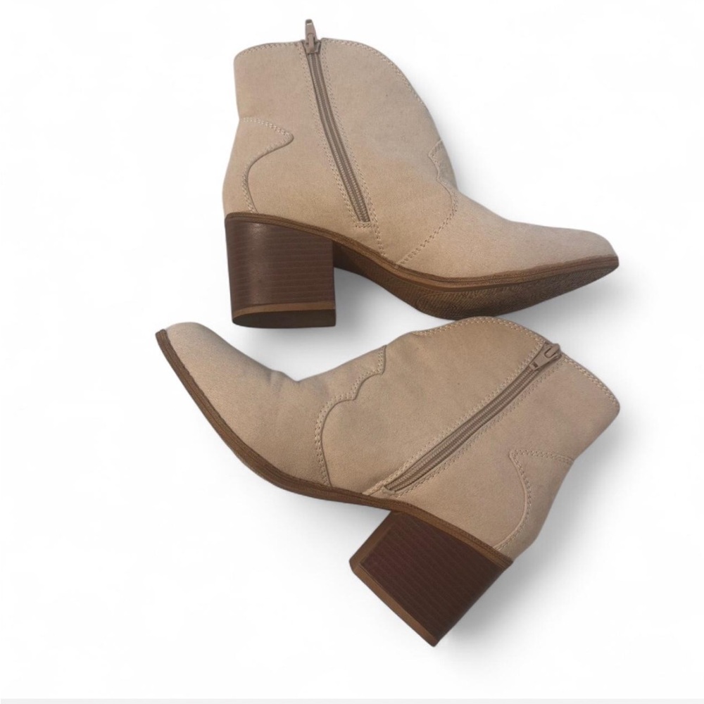 Sonoma Cream Ankle Booties with Chunky Heel